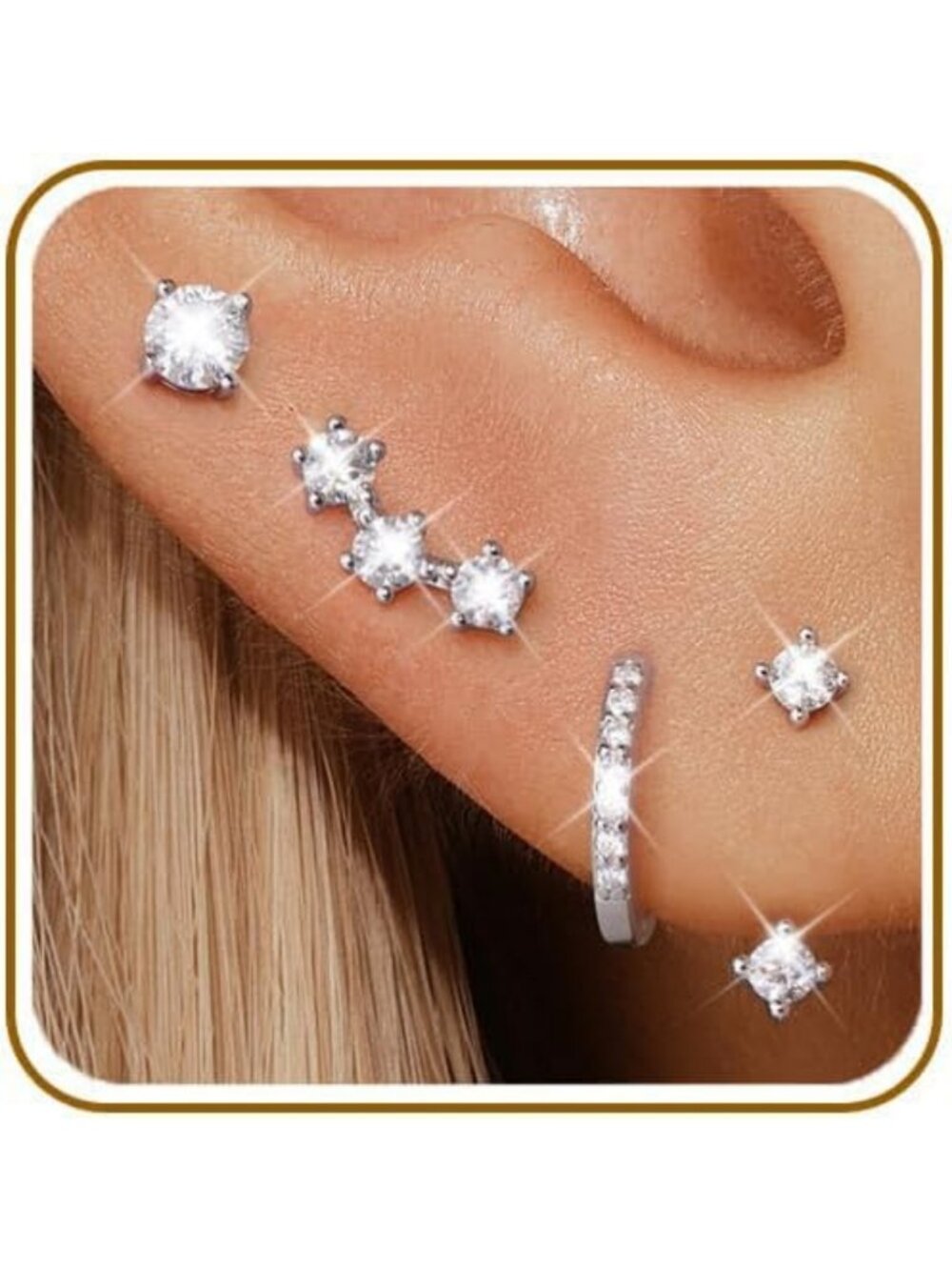 4 Pairs Moissanite Stud Earrings for Women - Elegant 925 Sterling Silver Jewelry